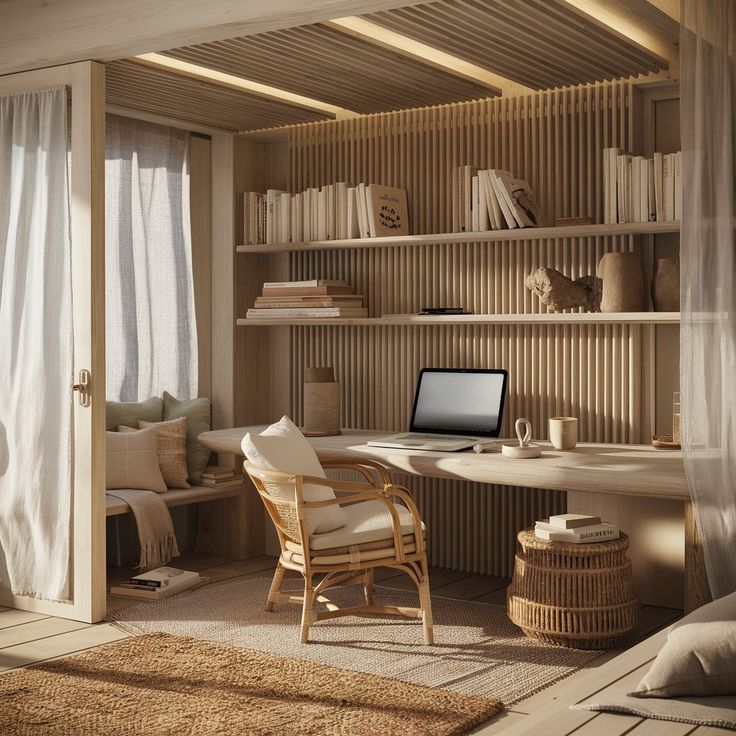 Illustration of a serene indoor environment with natural tones